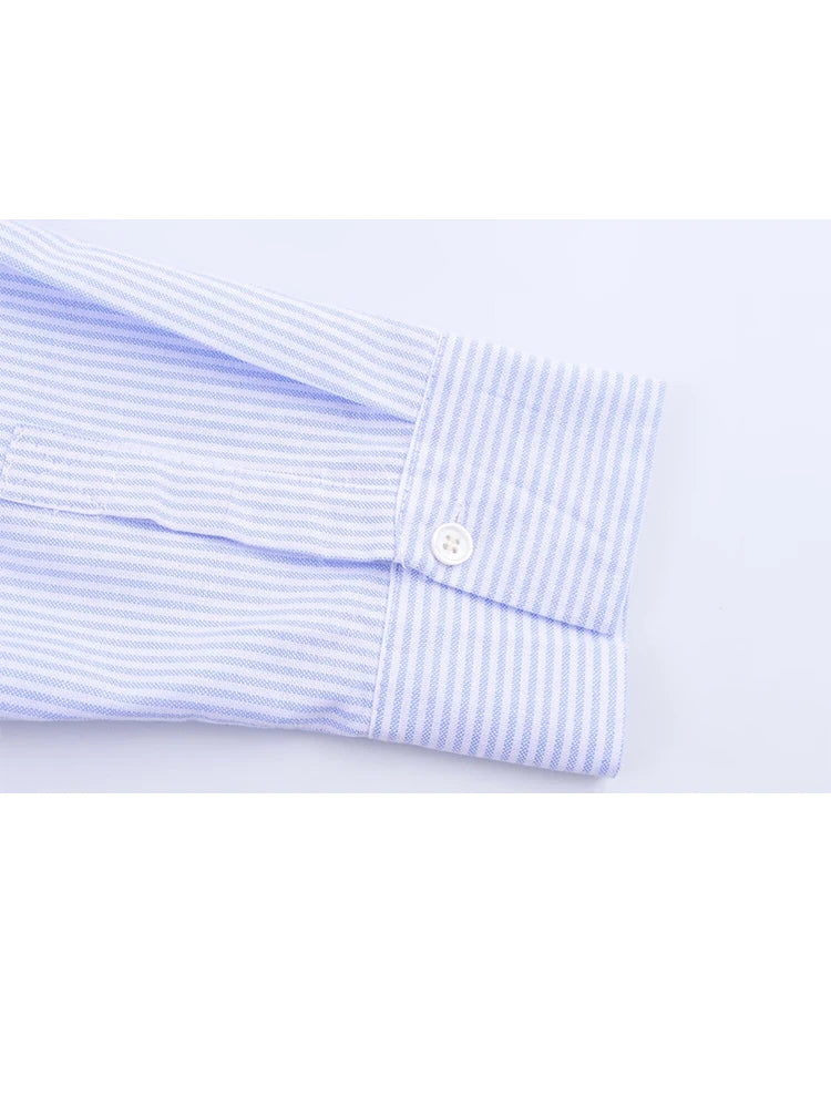 HH Women's 2025 Fashion Versatile Waist Pleated Striped Short Shirt Female Elegant Lapel Single-Breasted Long-Sleeved Shirt