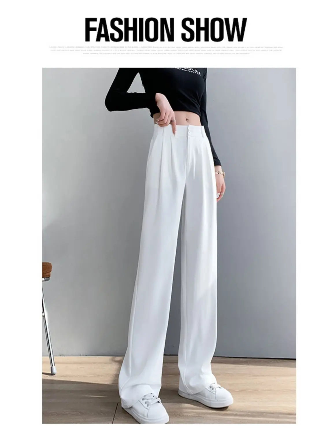 Trousers Woman Wide Leg Clothing Office Womens Pants Tailoring with Pockets Solid Work Zipper All Medium Comfortable Stretch 90s