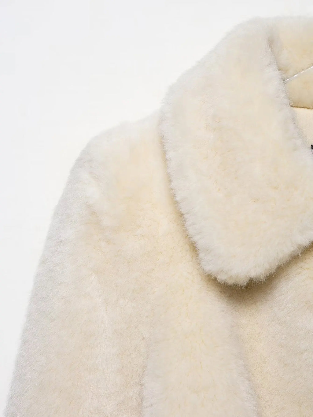 HH Winter Elegant Women Belted Artificial Fur Effect Coat Female Single Breasted Long Sleeve Loose Warm Faux Fur Jacket Outwear