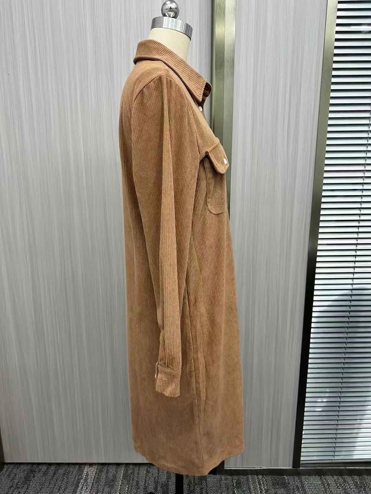 Women's Dresses Trend 2025 Fashionable Women's Workwear Style Elegant Long-sleeved Lapel Corduroy Shirt Elegant Party Dresses