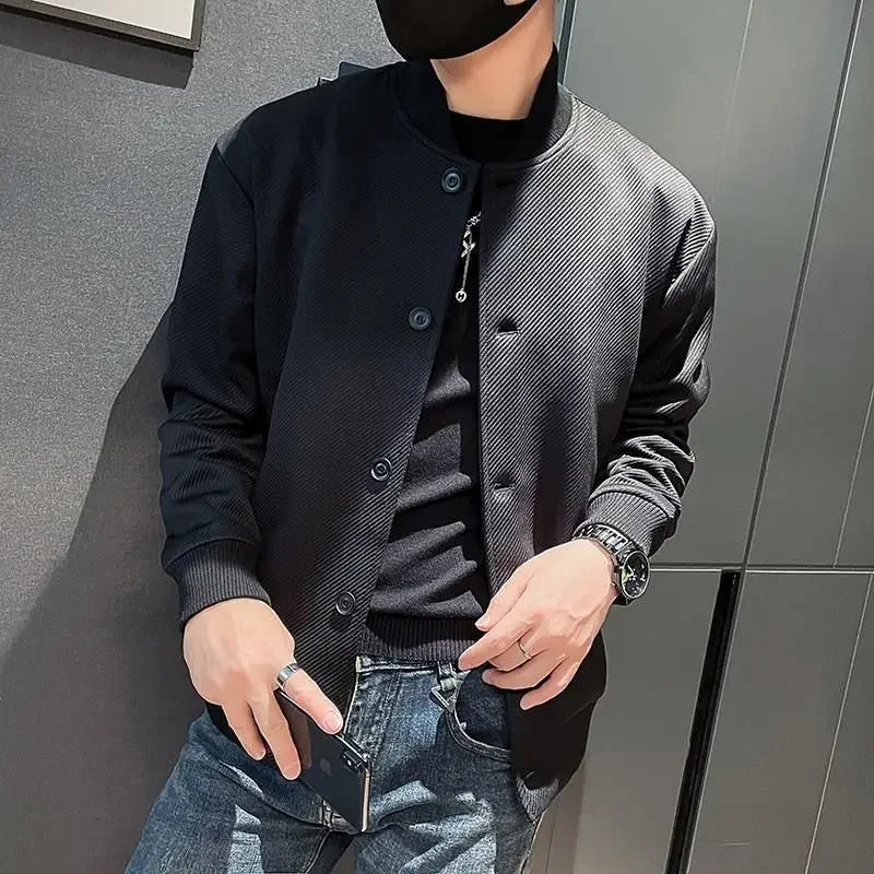 Man Bomber Coat Solid Color Spring Autumn Baseball Jacket for Men Original Brands Trendy Cheap Sale Korean Reviews Many Harajuku