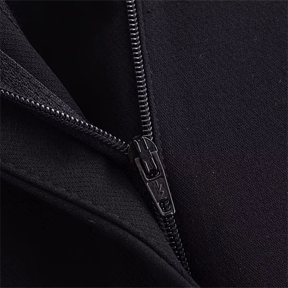 autumn new women's casual long sleeved top with open design, casual suit jacket with pleats and ankle pants set