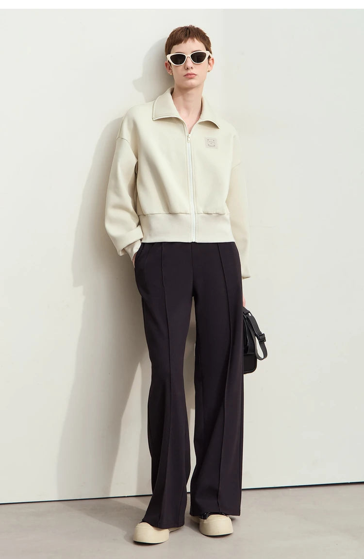 Amii Fall Clothes 2024 Women Casual Zip Up Short Coat Women Sweatshirt Solid Turtleneck Loose Sports Streetwear Jacket 12443222