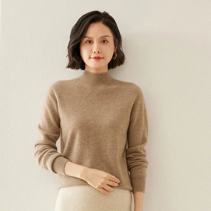 Women's Cashmere Sweater,  Cashmere Blend, Turtleneck Sweater, Knitted, Slim Fit, Basic Style, New Autumn and Winter 2024