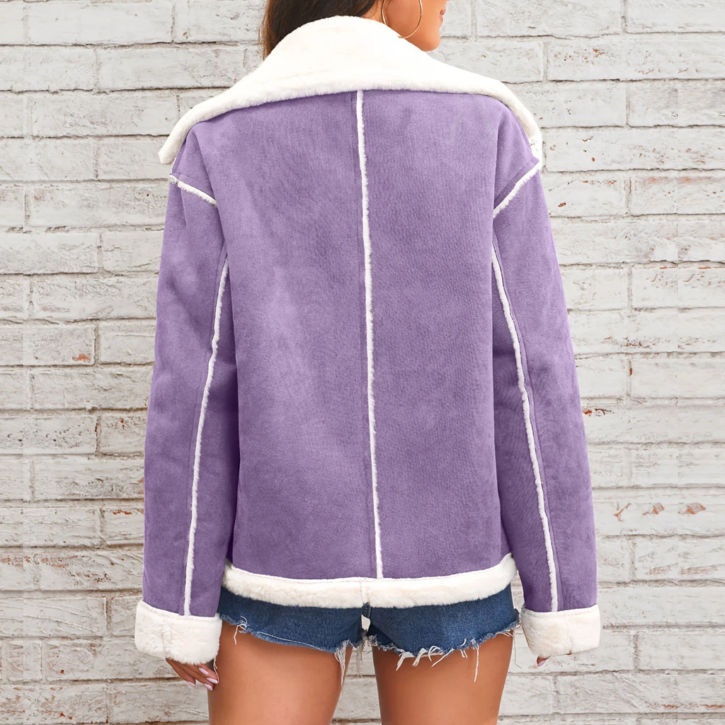 Women's New Coat Autumn Winter Fashion Lapel Thin Plush Short Jacket Trendy fashion Biker Retro Style Cropped Coat Streetwear