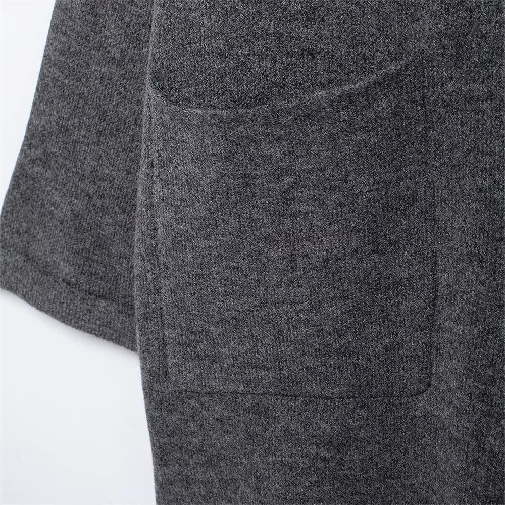 Women's Wear Scarf Loose Versatile Knitted Coat Autumn/Winter New Round Neck Long Sleeve Solid Color Coat