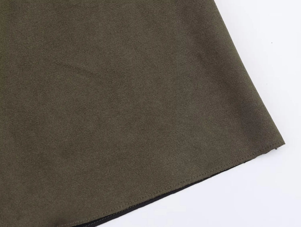 European style new women's fashionable and versatile solid color long trench coat with belt and suede effect.