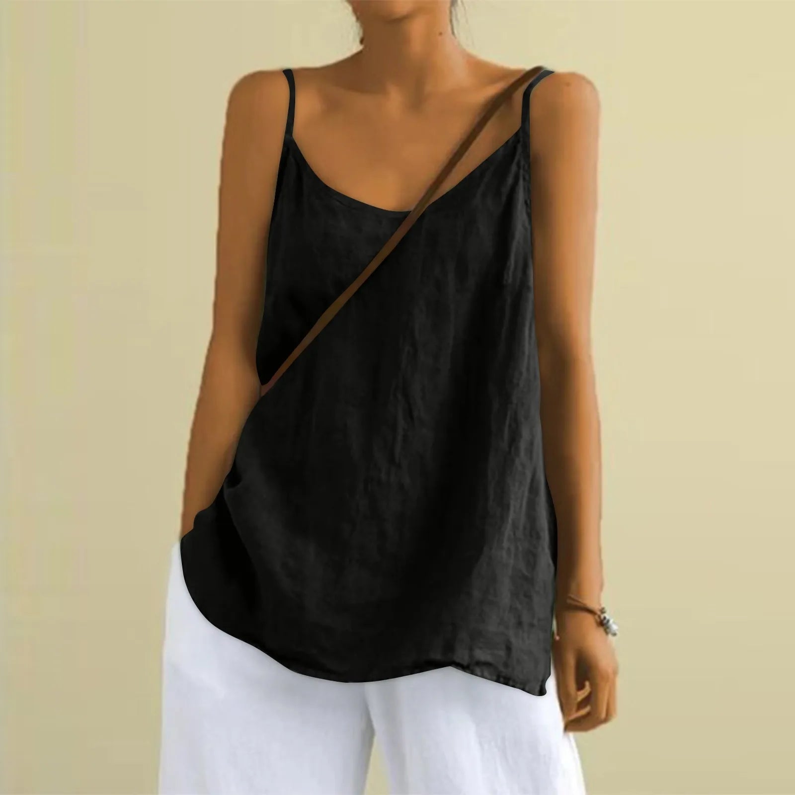 Women's tops sexys Cotton Linen Camisole Vest Summer Loose Sleeveless Versatile Bottom Top solid color blouse classic camisetas