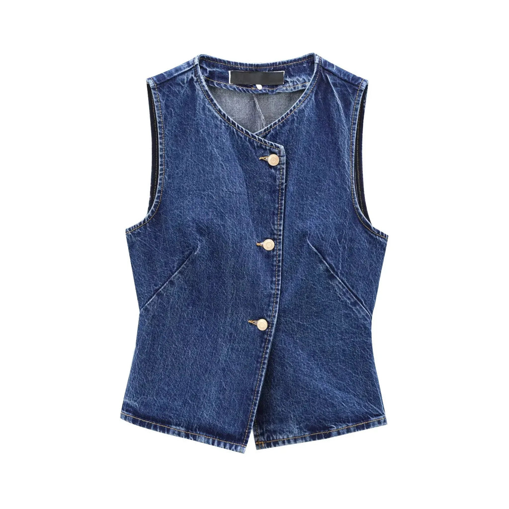 Women's Vest 2025 New Fashion Denim Vest Top Ladies Casual Cropped Sleeveless Jacket Coat Streetwear Waistcoat Outerwears