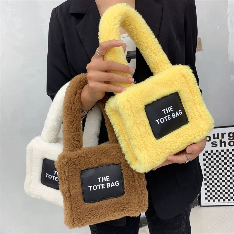 Tote Bag for Women Winter Designer Lamb Wool Fashion Letters Handbags Women's Luxury Shoulder Crossbody Bags Handbag Totes