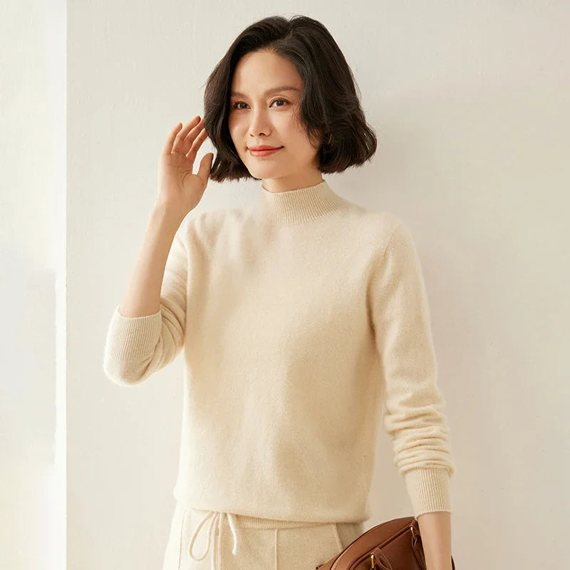 Women's Cashmere Sweater,  Cashmere Blend, Turtleneck Sweater, Knitted, Slim Fit, Basic Style, New Autumn and Winter 2024