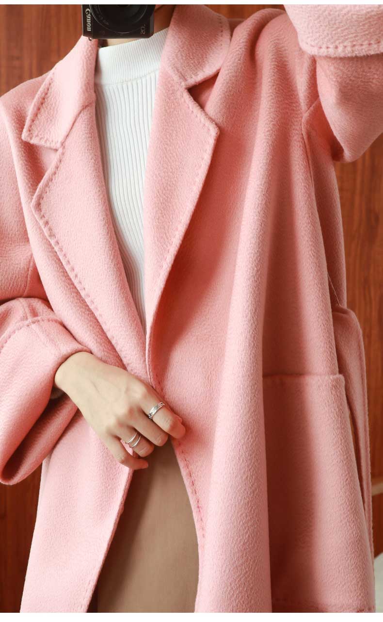Women Double-Sided 20% Cashmere Wool Coat Jacket Women Long Beautiful Woolen Winter Autumn Warm Fashion Water Ripple Cloak