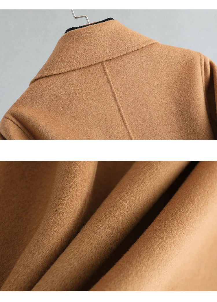 2025 Autumn/Winter New Double sided Cashmere Coat for Women's Fashion Medium to Long Knee length Slim High end Woolen Coats