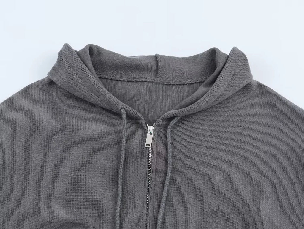 2025 Winter New Women's Clothing: Versatile Casual Fashion Simple Ribbed Soft Hooded Sweatshirt + Straight Leg Pants