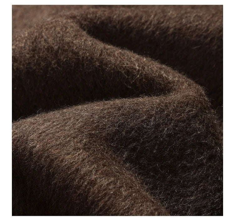 Women Elegant Wool-Like Winter Short Coat Brown Belted Jacket Warm Casual Outerwear for Lady with High Neck and Waist Tie Design