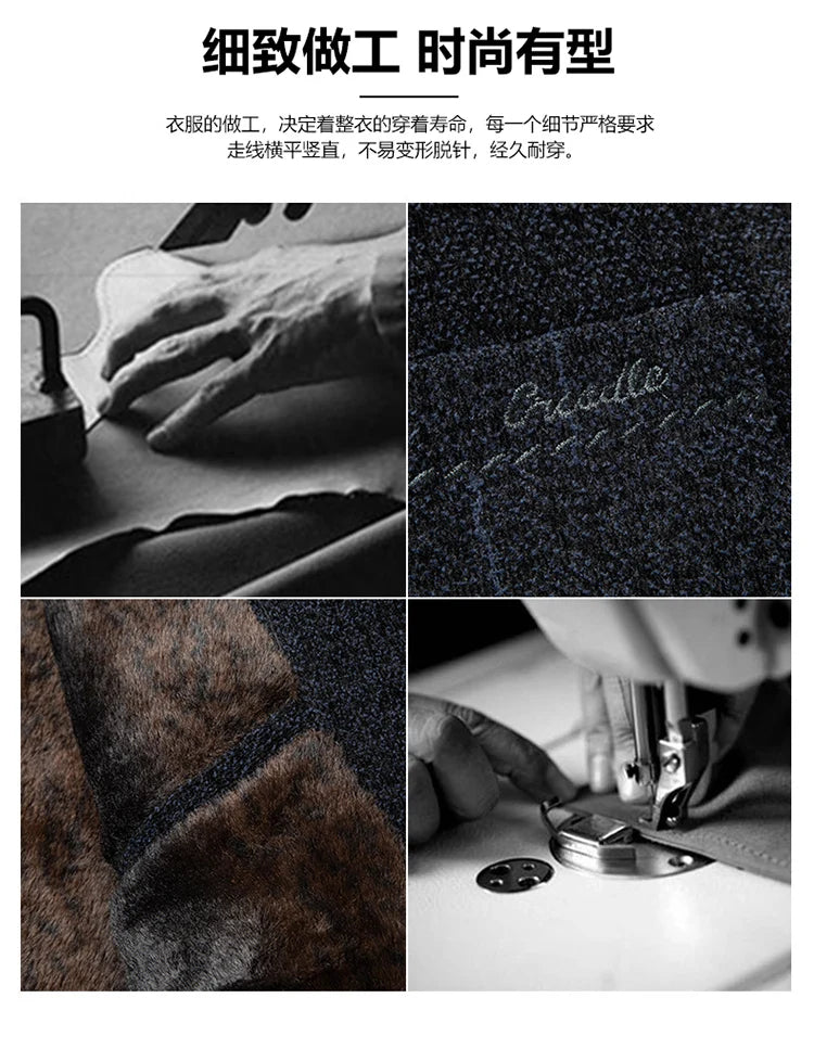 2024 Men Woolen Coats Men's business Casual Trench Coat Winter Coat with wool inner Man Autumn and Winter Wool Coat for Men