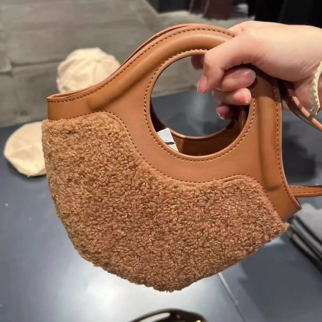 Bag women's new autumn and winter lamb wool basket bag plush crossbody bag versatile wool handbag  bags for women  handbags