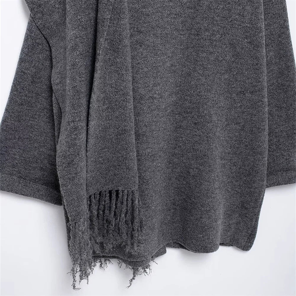 Women's Wear Scarf Loose Versatile Knitted Coat Autumn/Winter New Round Neck Long Sleeve Solid Color Coat