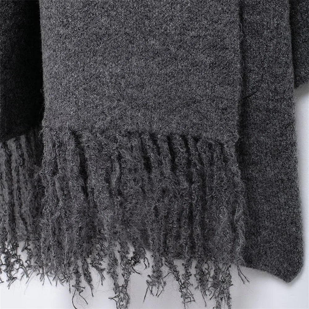 Women's Wear Scarf Loose Versatile Knitted Coat Autumn/Winter New Round Neck Long Sleeve Solid Color Coat