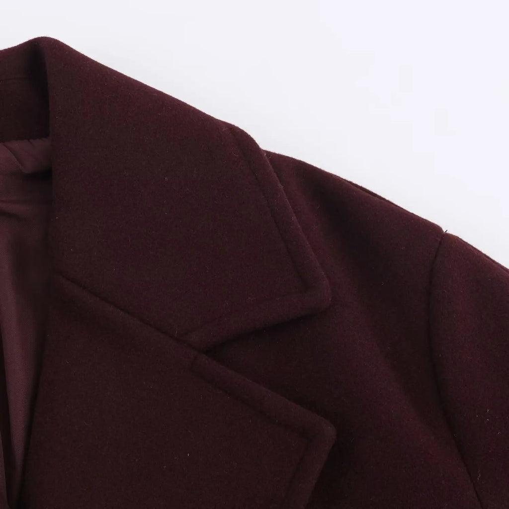 Women's Overcoat 2025 Autumn Winter New Fashion Laple Long Sleeves Double-Breasted Coat Female High Street Elegant New Coats