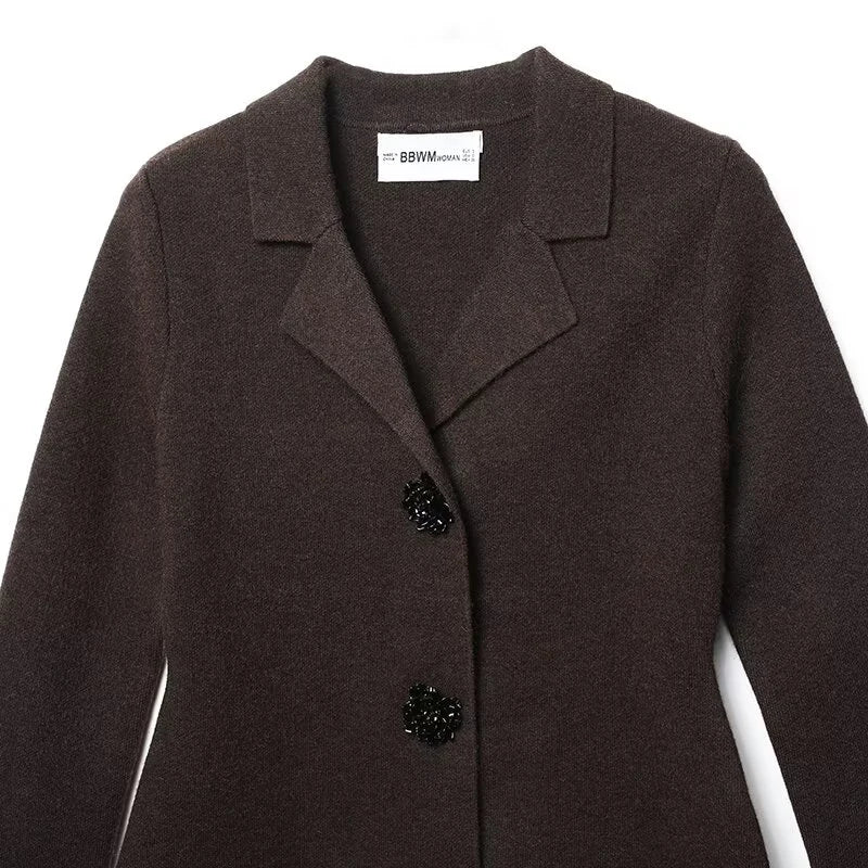 Women's clothing 2025 winter new style European and American fashion personality temperament versatile knitted suit jacket