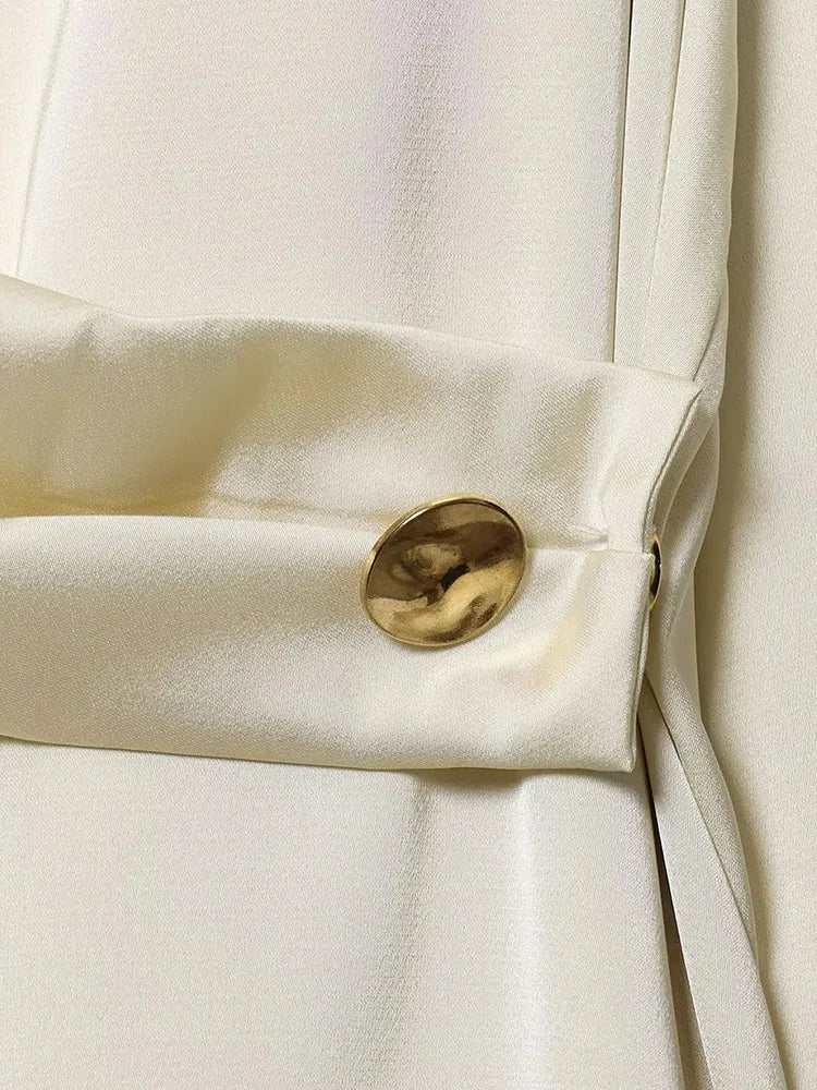 Women 2025 Autumn Winter New Silk Satin Blouse Turn-down Collar Single Breasted Long Sleeve Loose Blouse Fashion Shirt