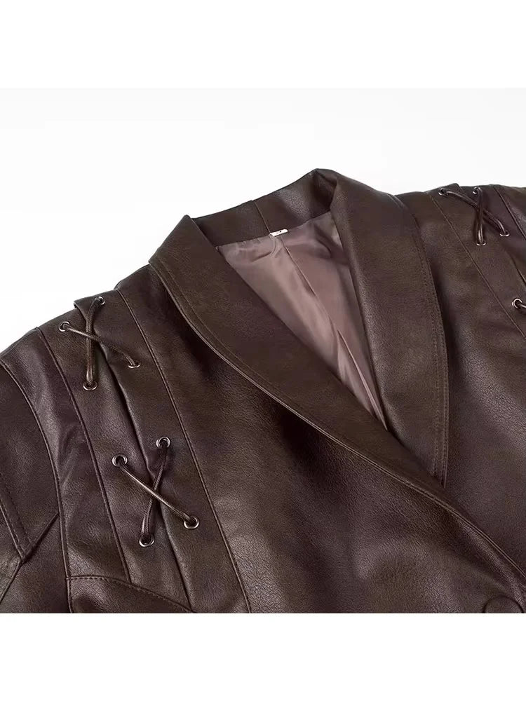 Autumn and Winter Faux Leather Jackets for Women 2025 Chic Dropped Shoulder PU Jacket Coat Casual Office Lady Blouses