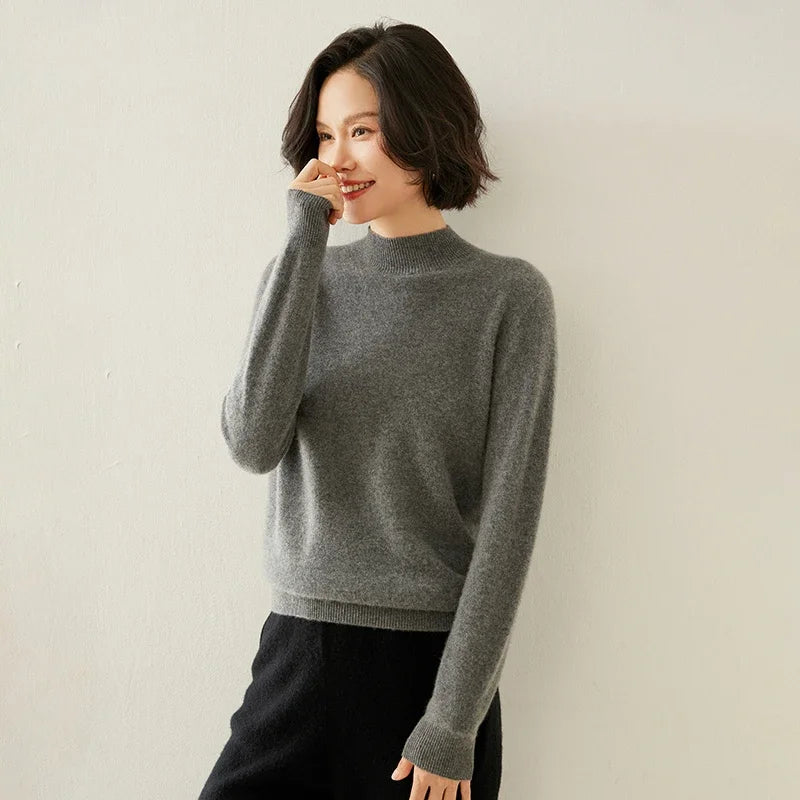 Women's Cashmere Sweater,  Cashmere Blend, Turtleneck Sweater, Knitted, Slim Fit, Basic Style, New Autumn and Winter 2024