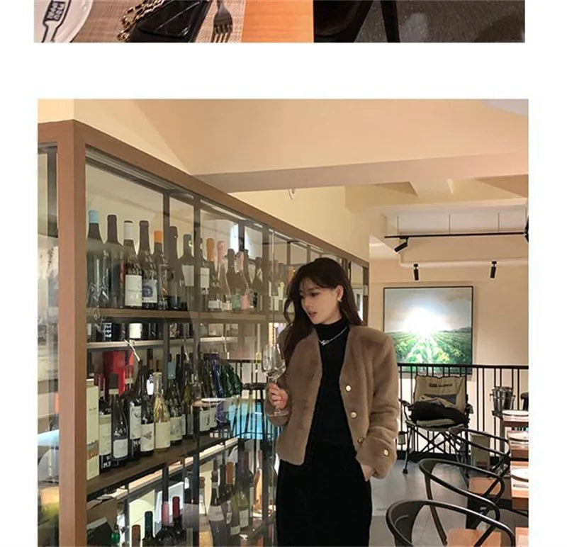 Women's Coat  Women's fur Coat New Fashion Mink fur Coat Women's Autumn and Winter new Fur Short Ladies Wind Chaebol Daughter