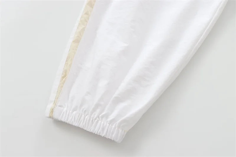 Women's Jacket 2025 Autumn New Arrival White Long Sleeve Simple Style Nylon Short Sports Hooded Top Jacket Casual Fashion