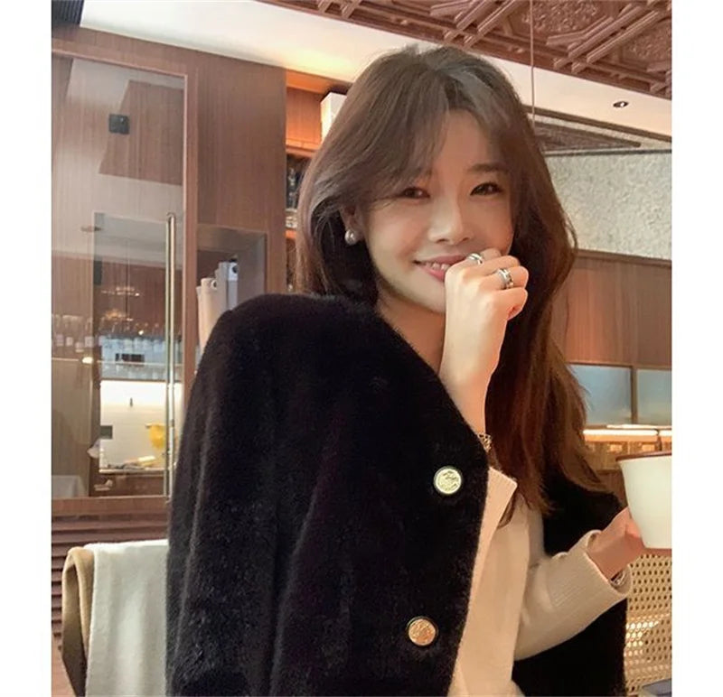 Women's Coat  Women's fur Coat New Fashion Mink fur Coat Women's Autumn and Winter new Fur Short Ladies Wind Chaebol Daughter