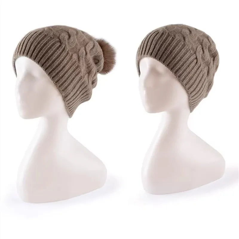 Merino 100% Wool Women's Hat Autumn Winter Thick Warm Casual Fashionable Ear Protection Knitted Cashmere Hat