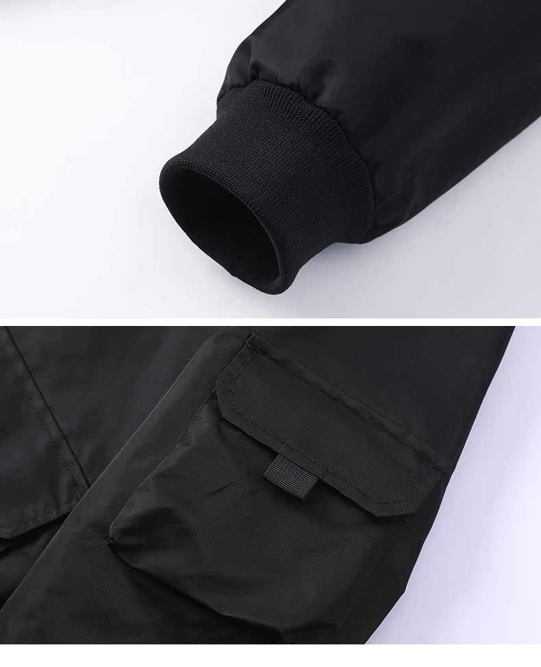 Cargo Jacket Man Autumn Winter Warm Fashion Vintage Male Coat High Street Trend All Match Streetwear Locomotive Cotton Clothing