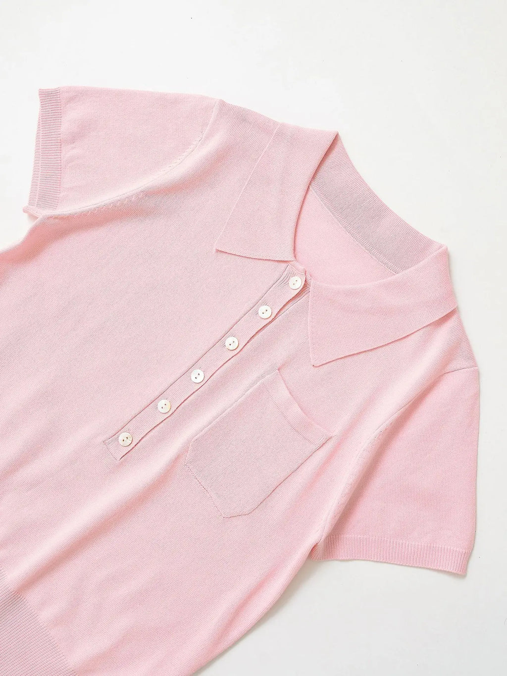 Women's Knitted Cropped Shirt Lapel Single-breasted Pocket Solid Color Elastic Hem Blouse Spring Summer New Female Chic Top