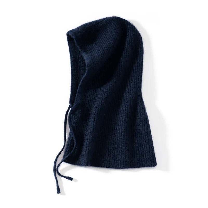 Wool Cashmere Knitted Hood Hat Scarf Elegant Hats Beanies Women Men Winter Neck Warm Balaclava Headgear Caps Unisex 4 New Colors