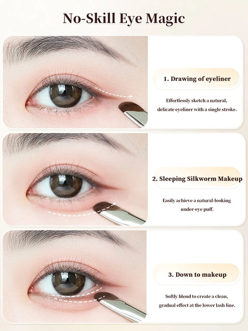 1 Set Of 5 Makeup Brushes Blade Eyeliner Brush Lower Eyelid To Flat Head Oblique Angle Eyebrow Brush Horizontal Silkworm Brush