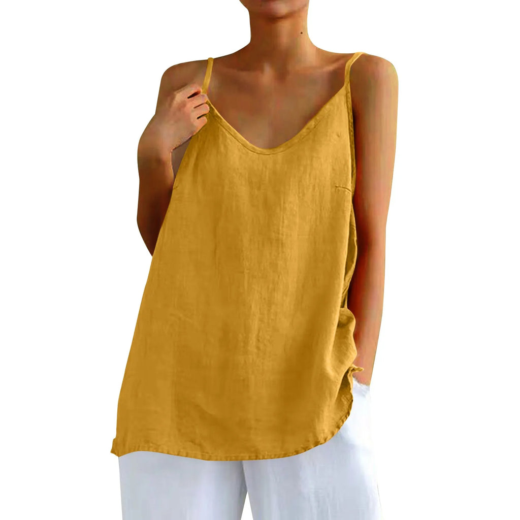 Women's tops sexys Cotton Linen Camisole Vest Summer Loose Sleeveless Versatile Bottom Top solid color blouse classic camisetas