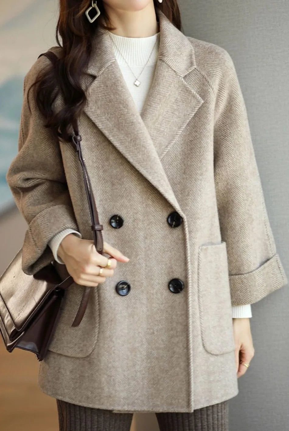 Wool Coat Elegance Coats and Jackets Women New In Autumn Winter Jacket Women Korean Style Long Sleeve Office Lady Trench Coat