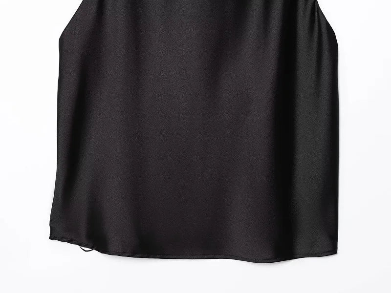 MUJER 2025 Halter Tops for Women Black Satin Backless Top Female Pink Summer Beach Top Woman off Shoulder Camisole Top Women