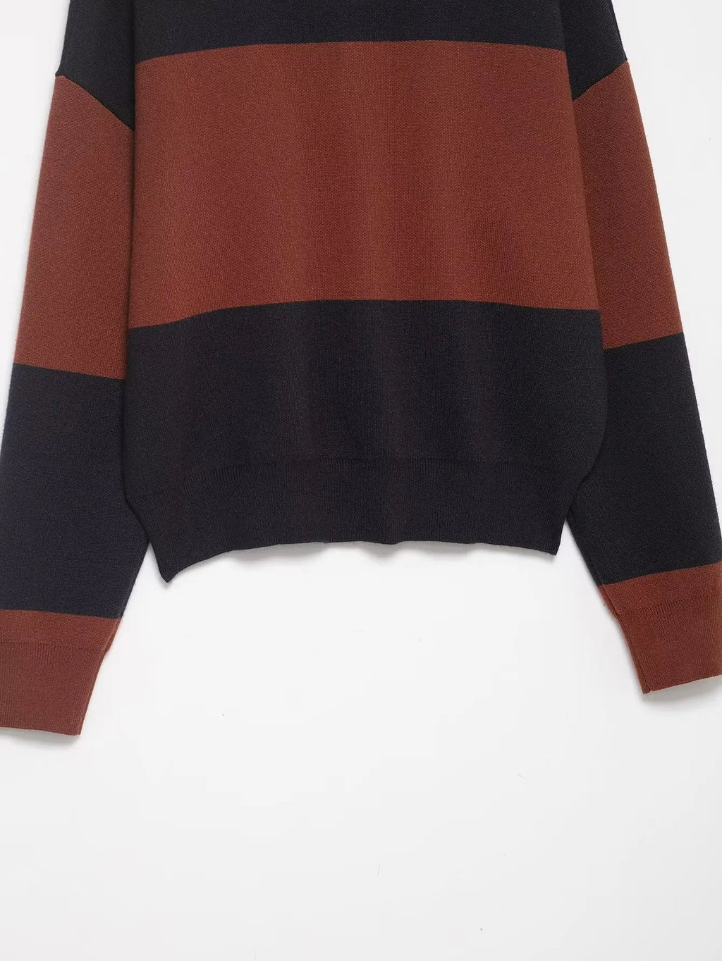 Pullover Sweater Women's Autumn 2025 New Fashion Loose Polo neck Knit Tops Women's Autumn Striped Elegant Warm Youth Sweater