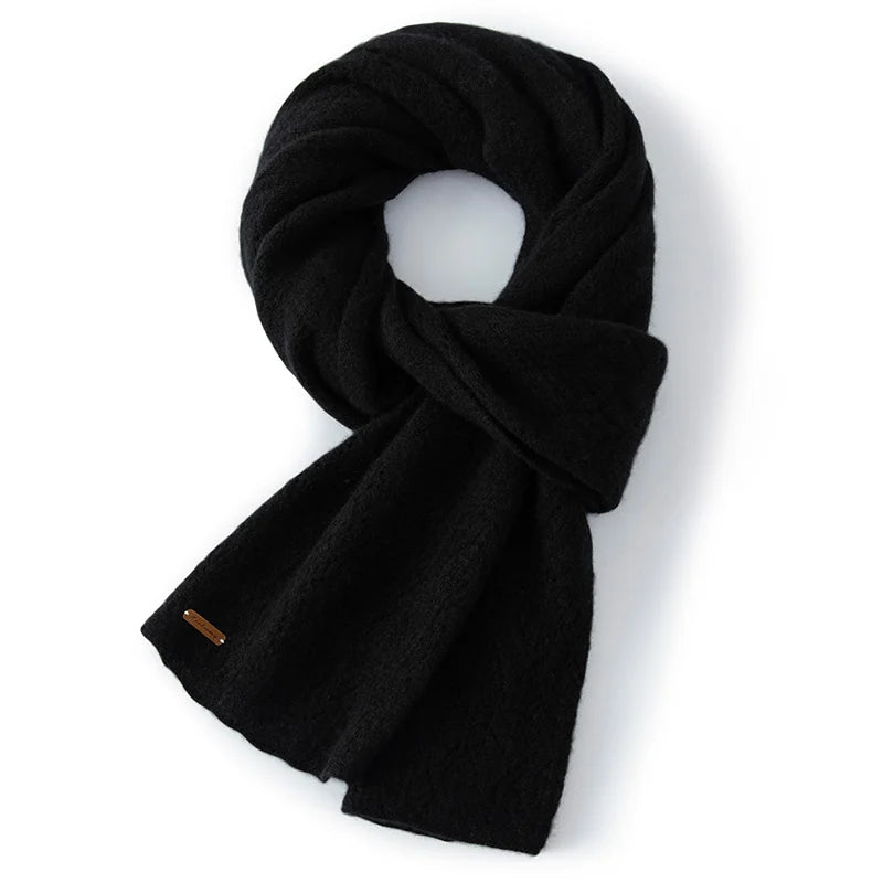 Women 100% Pure Cashmere Knit Scarf Patterned Winter Warm Soft Cozy Fashion Casual Neck Warmer Cold Weather Accessory