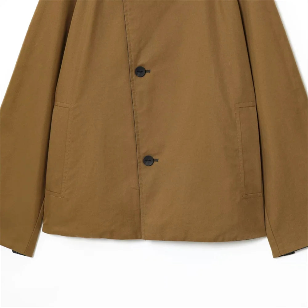 s new women's clothing is fashionable casual loose fit high neck design double-sided windbreaker jacket