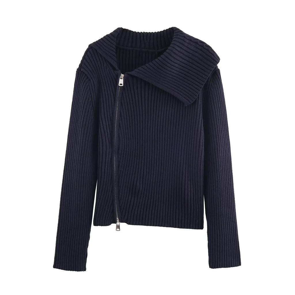 Women Knitted Coat 2025 New Women's Fashion Long Sleeve Zipper Knitted Short Coat Women's Elegant Casual New Lapel Outerwears