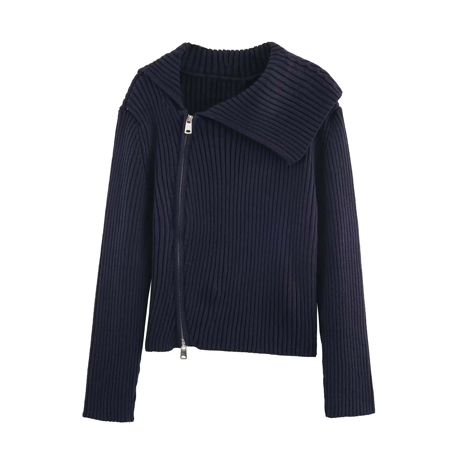 Women Knitted Coat 2025 New Women's Fashion Long Sleeve Zipper Knitted Short Coat Women's Elegant Casual New Lapel Outerwears