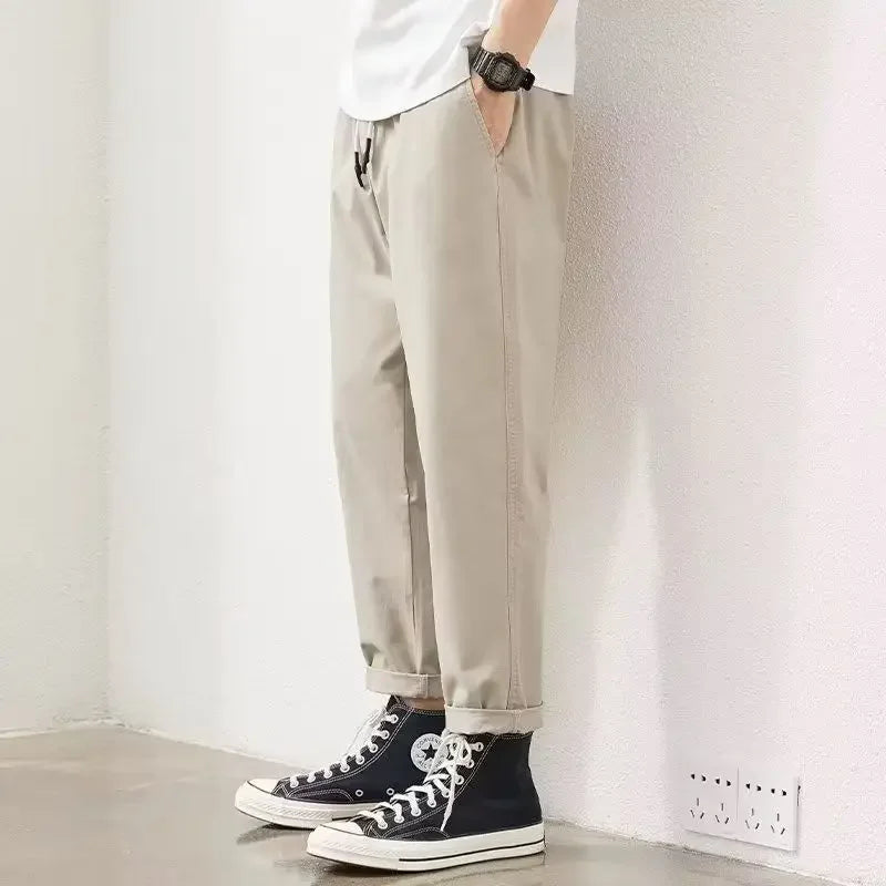 2025 New Spring and Autumn Work Clothes Straight Loose Hammer-shaped Pure Cotton Casual Pants for Men