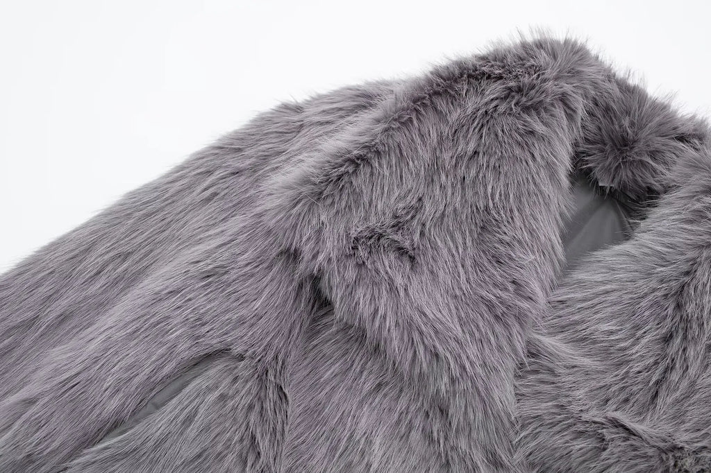 HH Winter Casual Women Solid Faux Fur Jackets 2024 Lapel Long Sleeve Patchwork Buttons Designer Coats Female Fashion Outwear