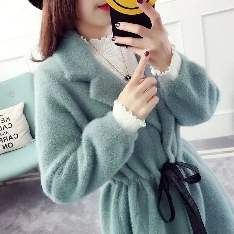 Winter Woolen Coat Jacket Women 2023New Female High-end Imitate Golden mink Overcoat Ladies Elegant Fashion Jackets