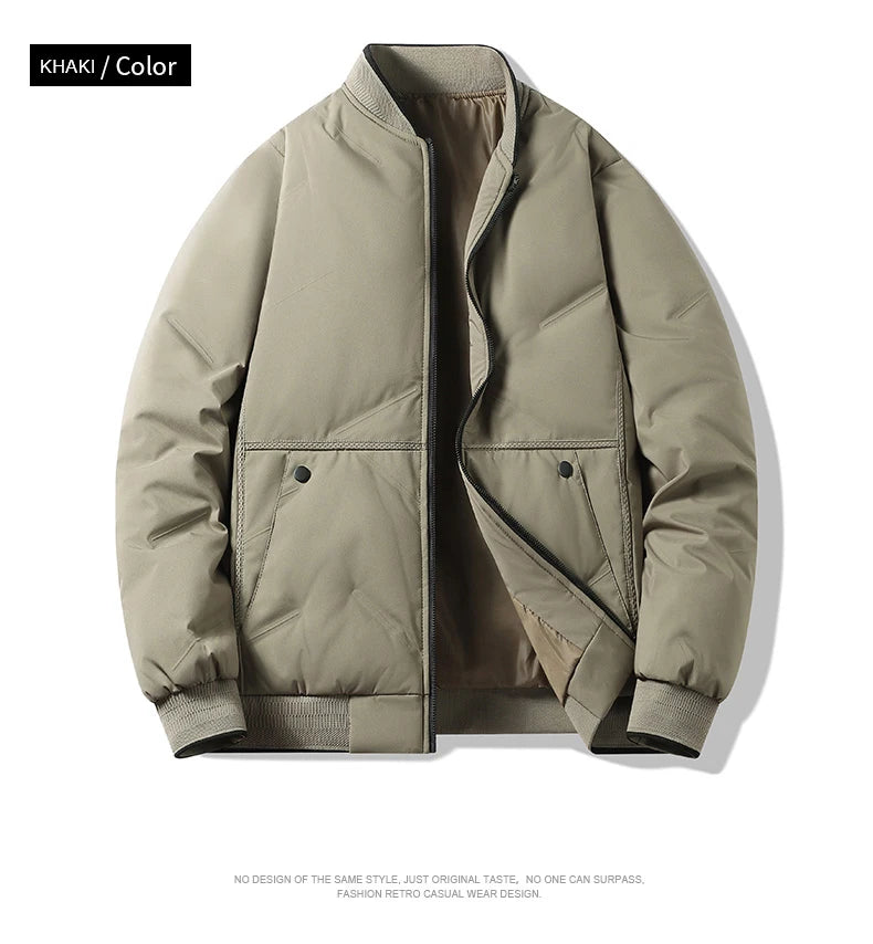 Men's Jacket  Autumn Winter Thickened Warm Comfortable Breathable Casual Coat Outdoor Solid Color Windproof Zippered Jacket
