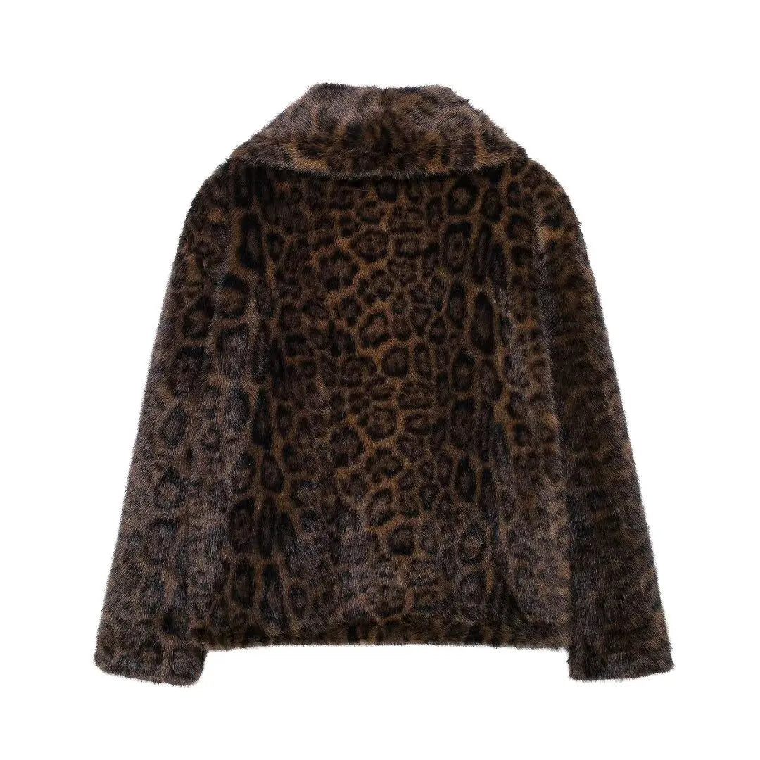 DUOPERI Women Fashion Winter Solid Thick Warm Faux Fur Coat Lapel Collar Long Sleeves Female Chic Lady Casual Outfits