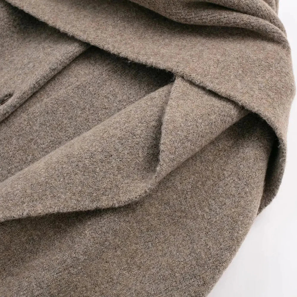 Women's Knitted Cardigan with Scarf Slim Casual Jacket Long Sleeve Patchwork Pocket Jacket Elegant Office Women's Sweater